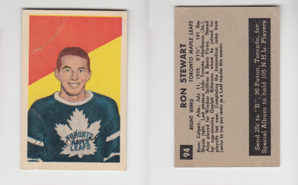 1952-53 PARKHURST HOCKEY CARD #94 R. STEWART photo