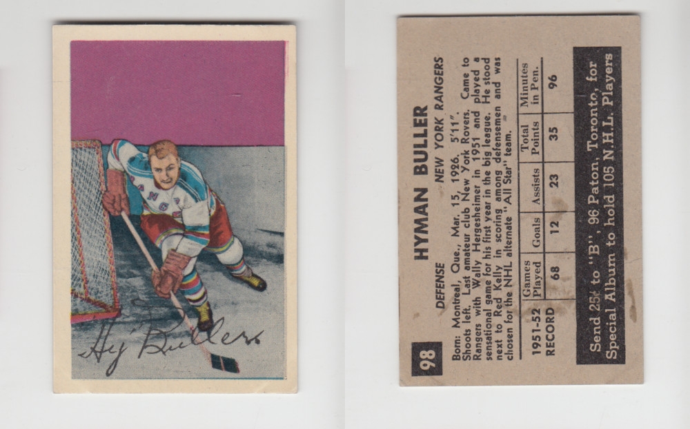 1952-53 PARKHURST HOCKEY CARD #98 H. BULLER photo