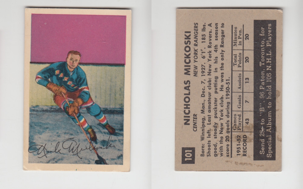 1952-53 PARKHURST HOCKEY CARD #101 N. MICKOSKI photo