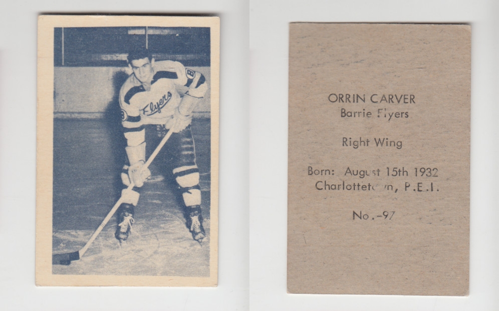 1952-53 OHL ANONYMOUS HOCKEY CARD #97 O. CARVER photo