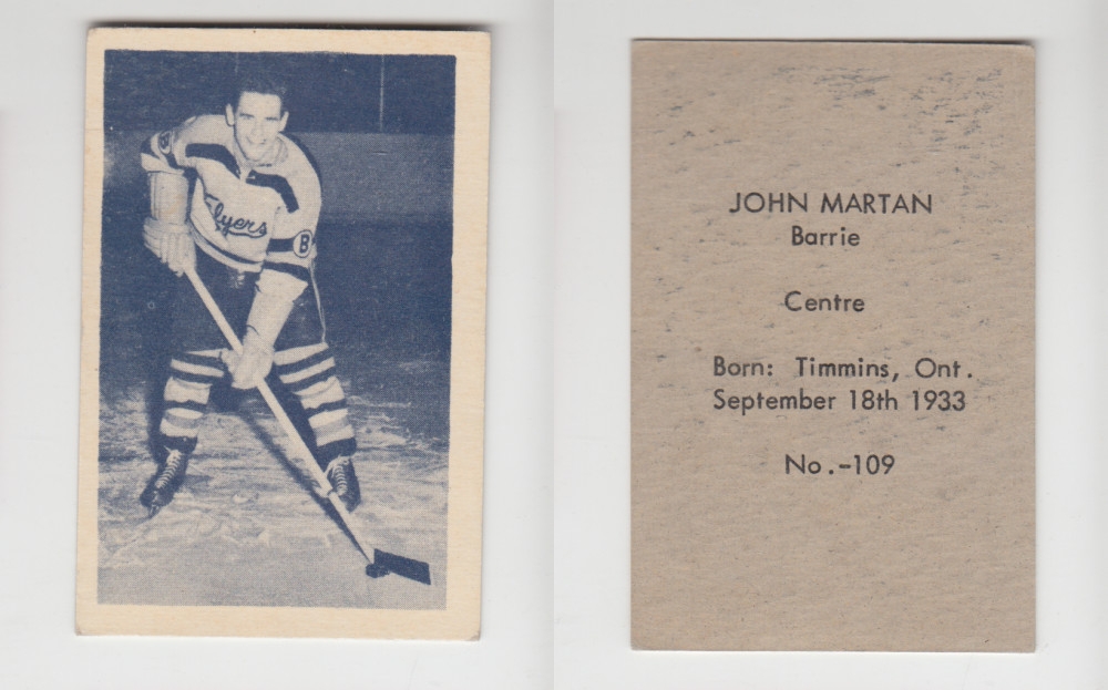 1952-53 OHL ANONYMOUS HOCKEY CARD #109 J. MARTAN photo