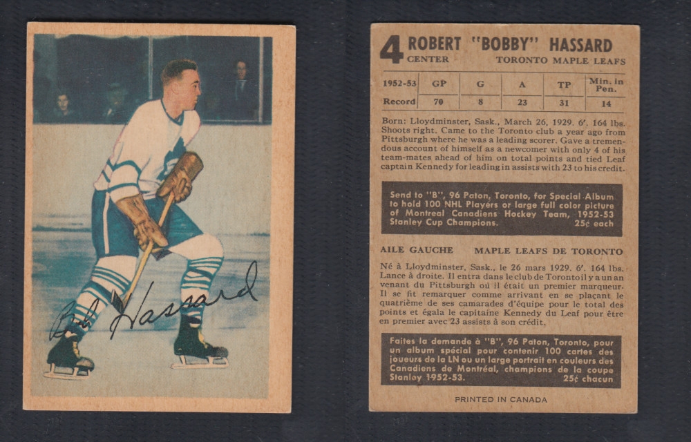 1953-54 PARKHURST HOCKEY CARD #4 R. HASSARD photo