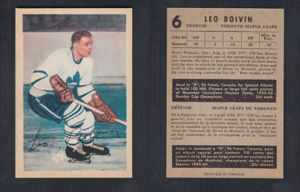 1953-54 PARKHURST HOCKEY CARD #6 L. BOIVIN photo