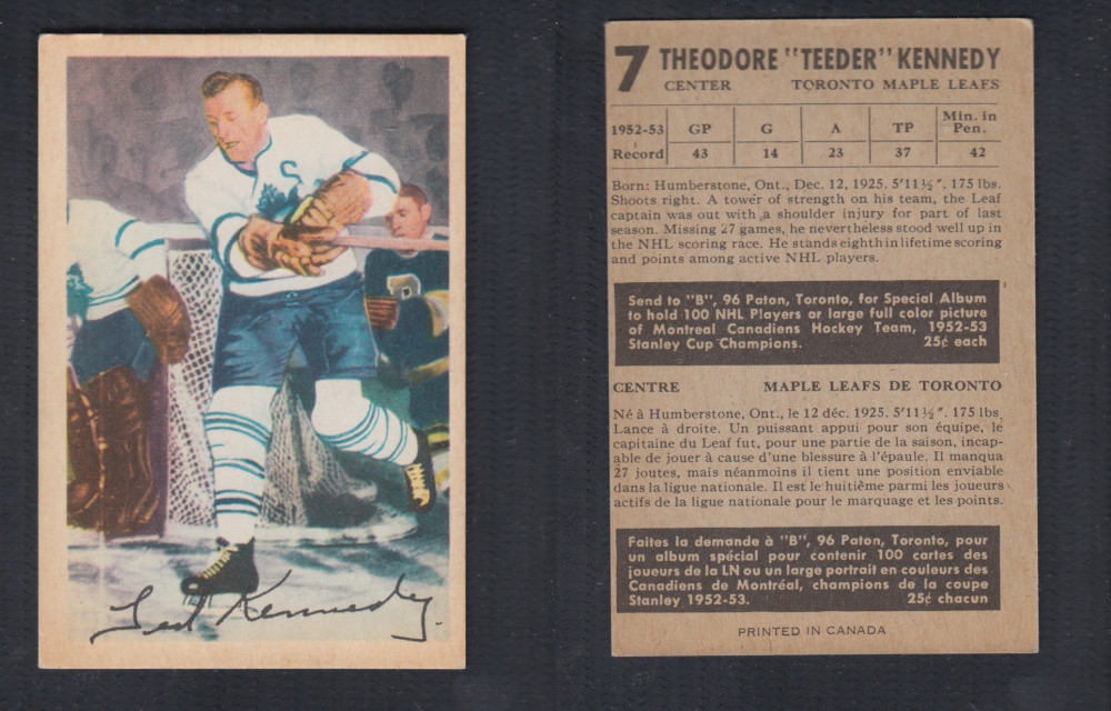 1953-54 PARKHURST HOCKEY CARD #7 T. KENNEDY photo