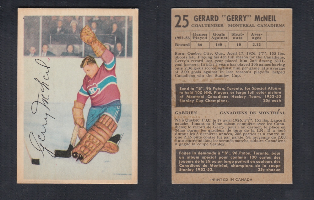 1953-54 PARKHURST HOCKEY CARD #25 G. MCNEIL photo