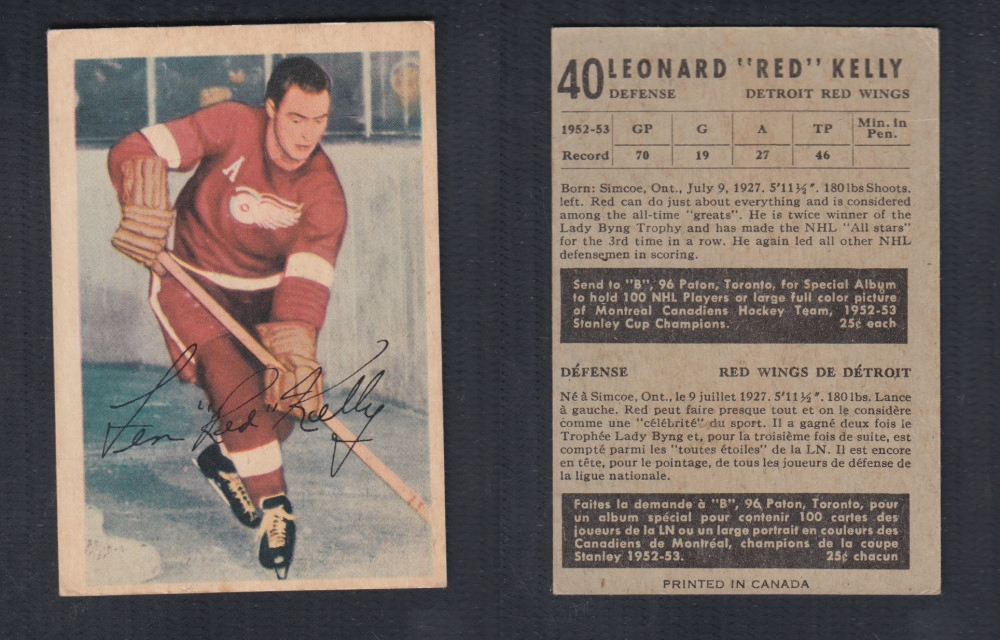 1953-54 PARKHURST HOCKEY CARD #40 L. KELLY photo