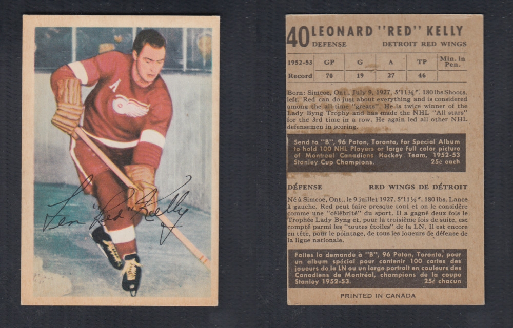 1953-54 PARKHURST HOCKEY CARD #40 L. KELLY photo