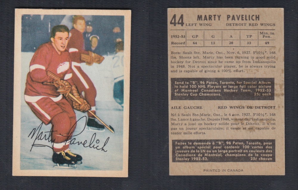 1953-54 PARKHURST HOCKEY CARD #44 M. PAVELICH photo