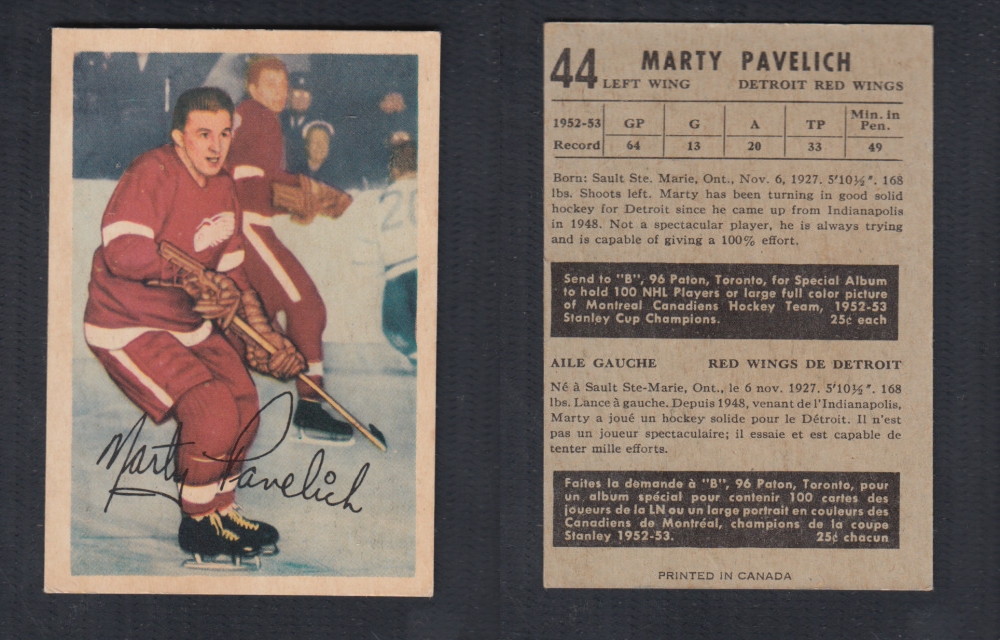 1953-54 PARKHURST HOCKEY CARD #44 M. PAVELICH photo