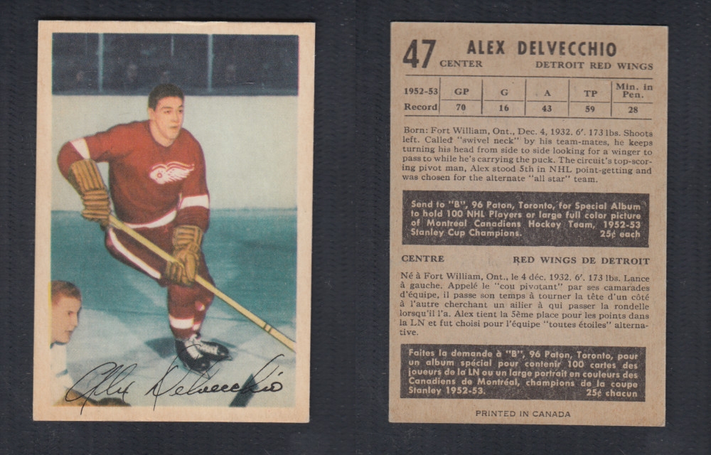 1953-54 PARKHURST HOCKEY CARD #47 A. DELVECCHIO photo