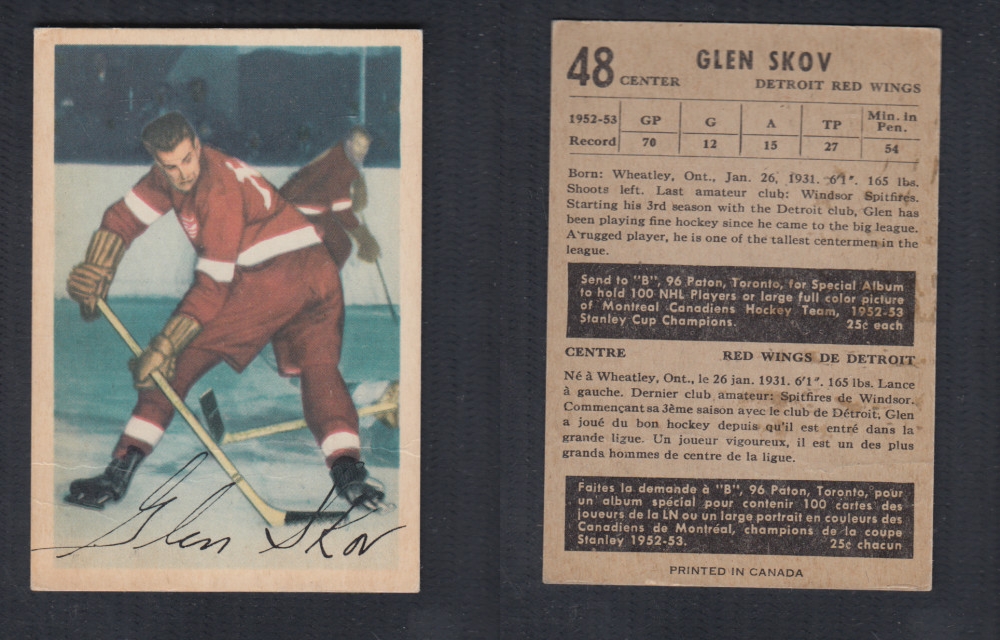 1953-54 PARKHURST HOCKEY CARD #48 G. SKOV photo