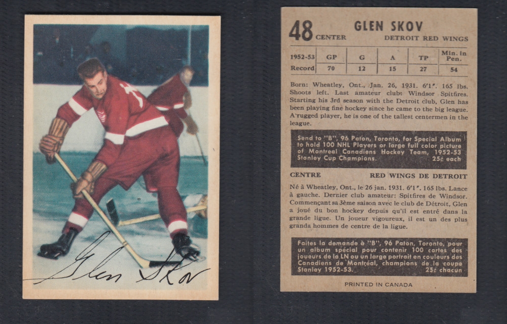 1953-54 PARKHURST HOCKEY CARD #48 G. SKOV photo