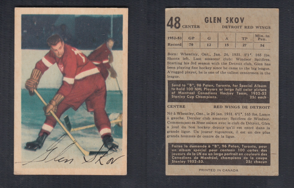 1953-54 PARKHURST HOCKEY CARD #48 G. SKOV photo