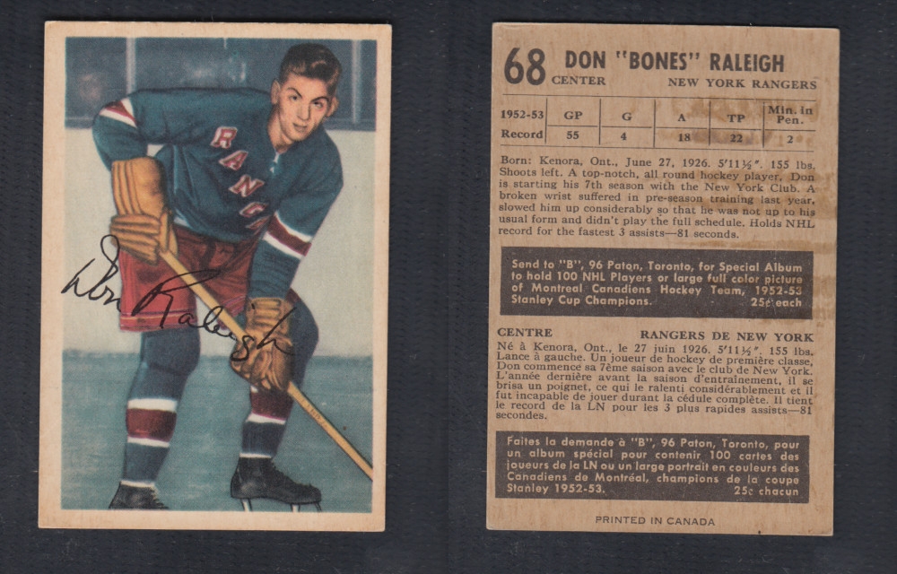 1953-54 PARKHURST HOCKEY CARD #68 D. RALEIGH photo