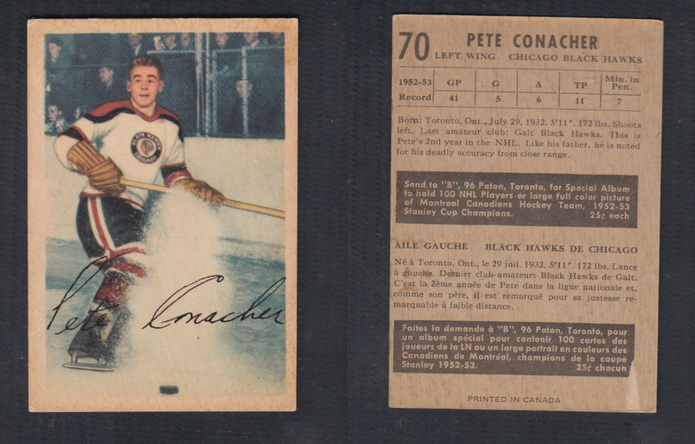 1953-54 PARKHURST HOCKEY CARD #70 P. CONACHER photo