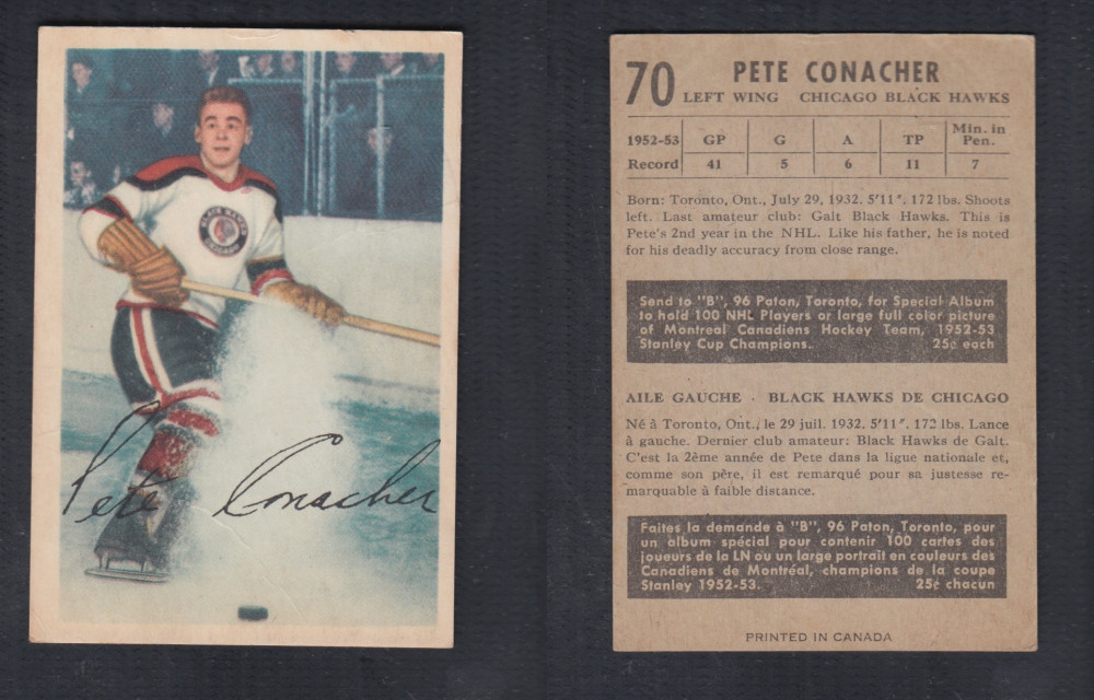 1953-54 PARKHURST HOCKEY CARD #70 P. CONACHER photo