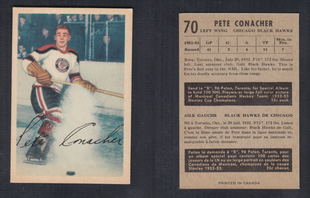 1953-54 PARKHURST HOCKEY CARD #70 P. CONACHER photo