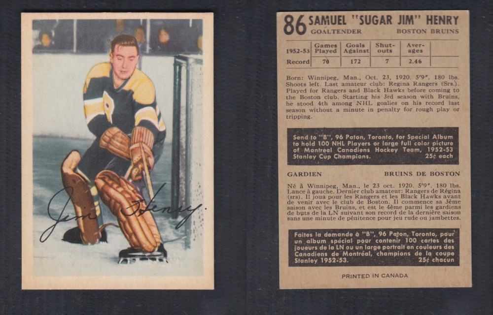 1953-54 PARKHURST HOCKEY CARD #86 S. HENRY photo