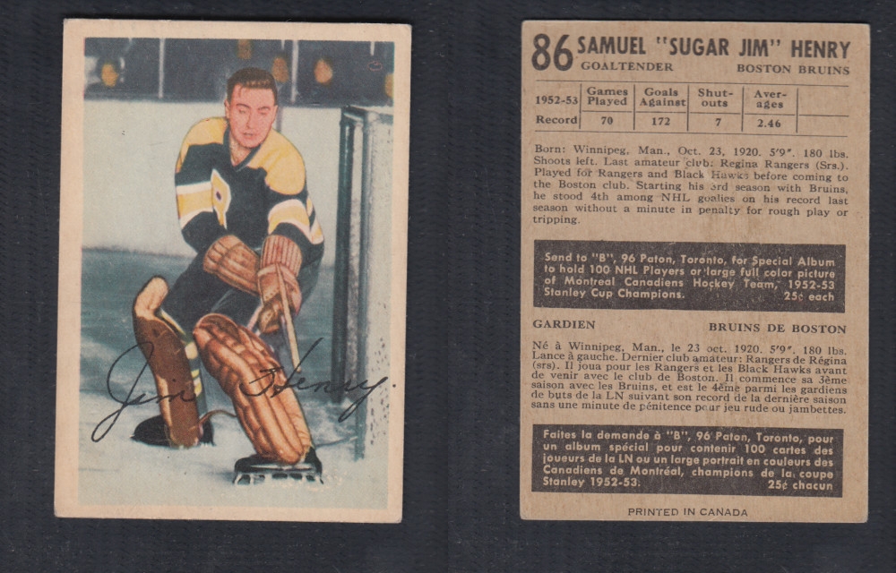 1953-54 PARKHURST HOCKEY CARD #86 S. HENRY photo