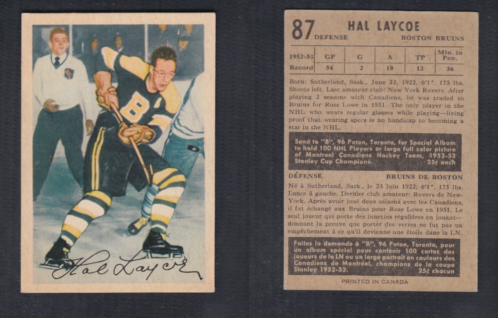 1953-54 PARKHURST HOCKEY CARD #87 H. LAYCOE photo