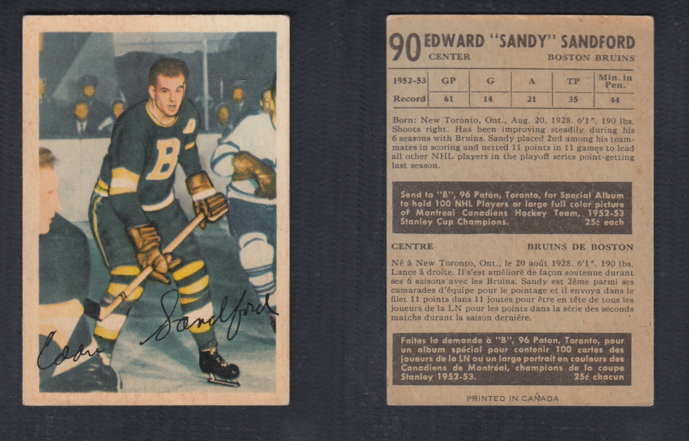 1953-54 PARKHURST HOCKEY CARD #90 E. SANDFORD photo