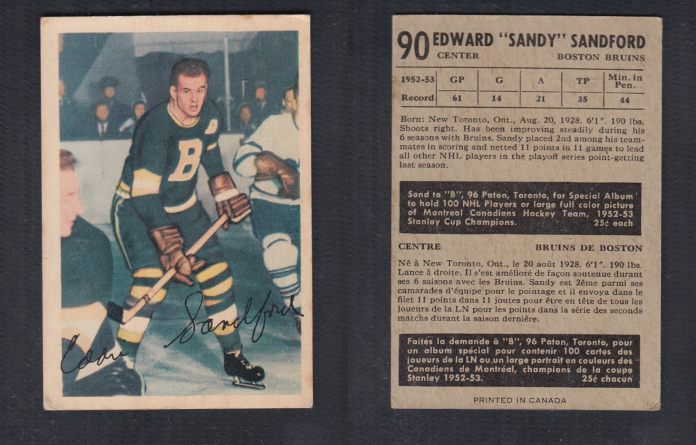 1953-54 PARKHURST HOCKEY CARD #90 E. SANDFORD photo