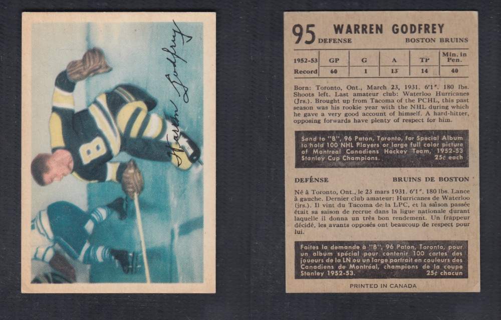 1953-54 PARKHURST HOCKEY CARD #95 W. GODFREY photo