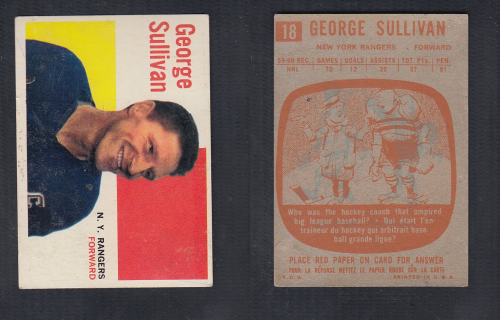 1960-61 TOPPS HOCKEY CARD #18 G. SULLIVAN photo
