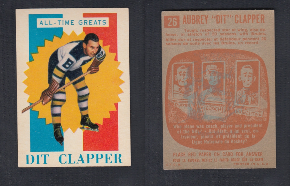 1960-61 TOPPS HOCKEY CARD #26 A. CLAPPER photo