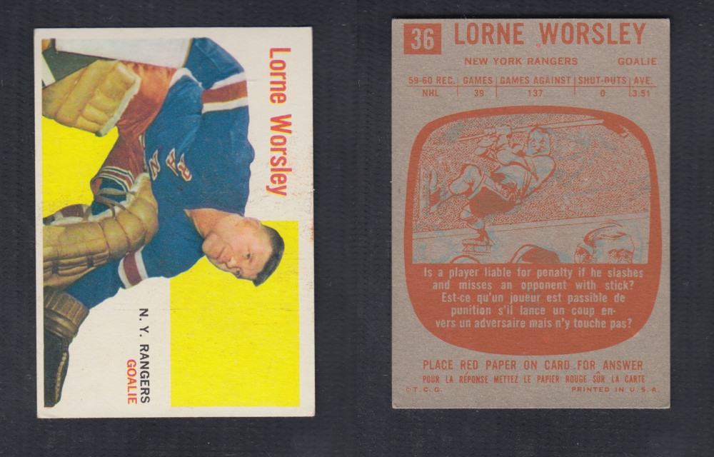 1960-61 TOPPS HOCKEY CARD #36 L. WORSLEY photo