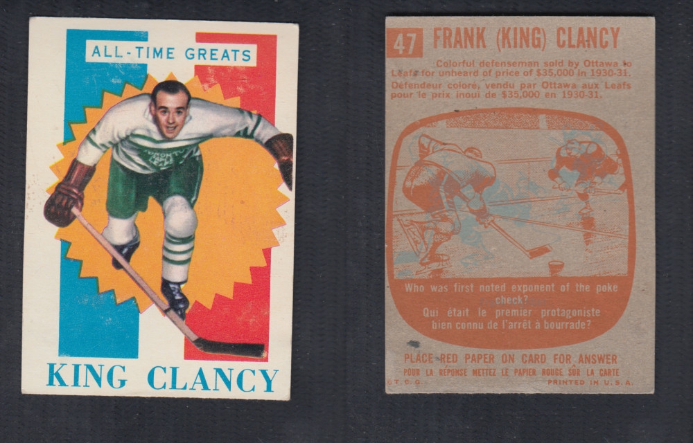 1960-61 TOPPS HOCKEY CARD #47 F. CLANCY photo