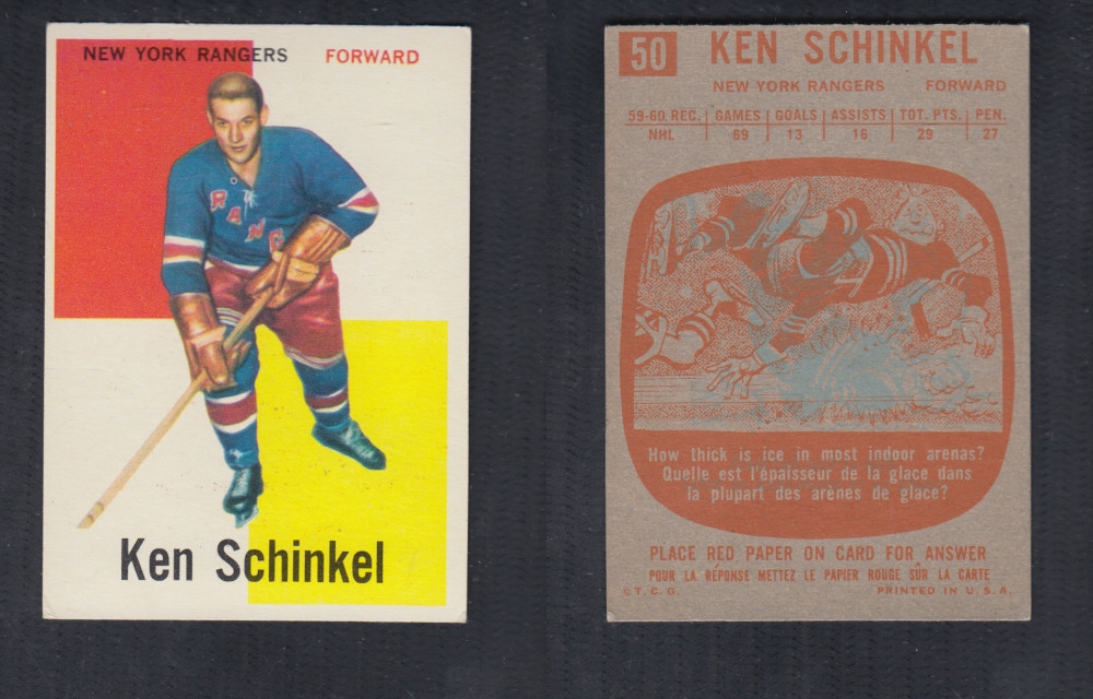 1960-61 TOPPS HOCKEY CARD #50 K. SCHINKEL photo