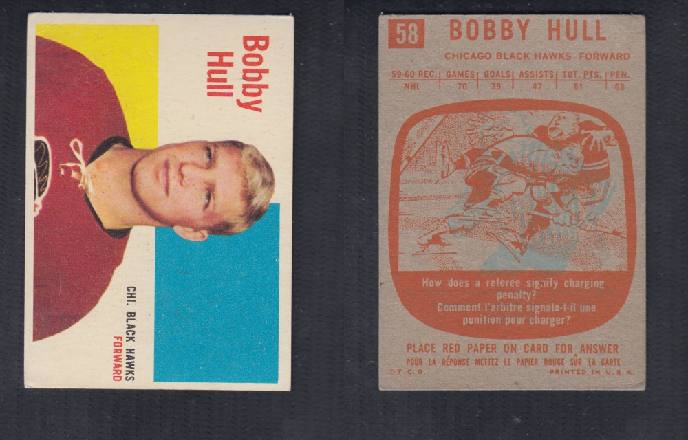 1960-61 TOPPS HOCKEY CARD #58 B. HULL photo