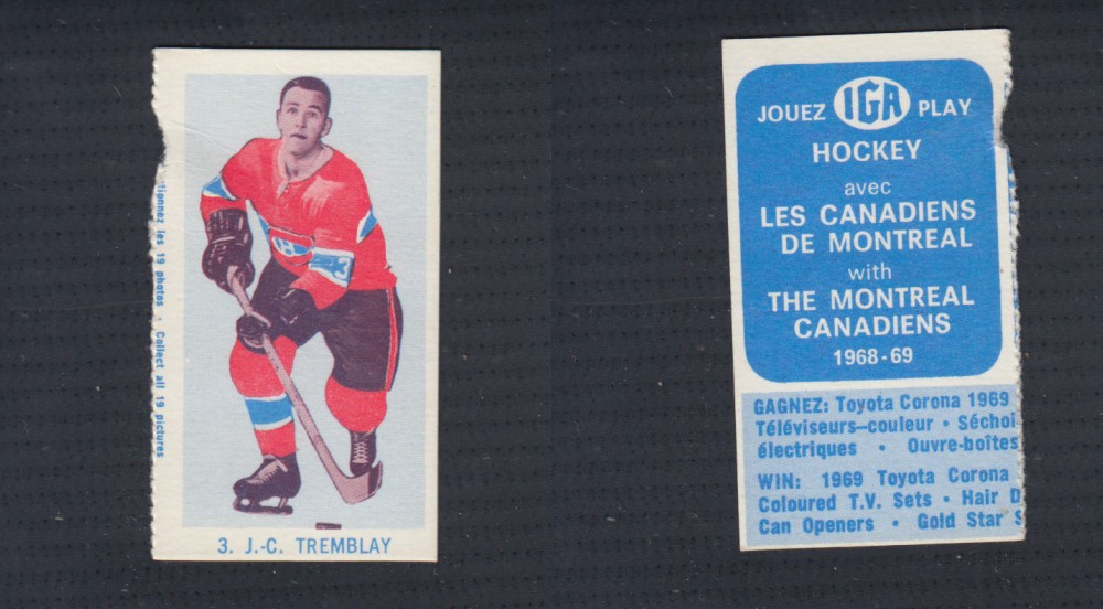 1967-68 IGA MONTREAL CANADIENS HOCKEY CARD #3 J.-C. TREMBLAY photo