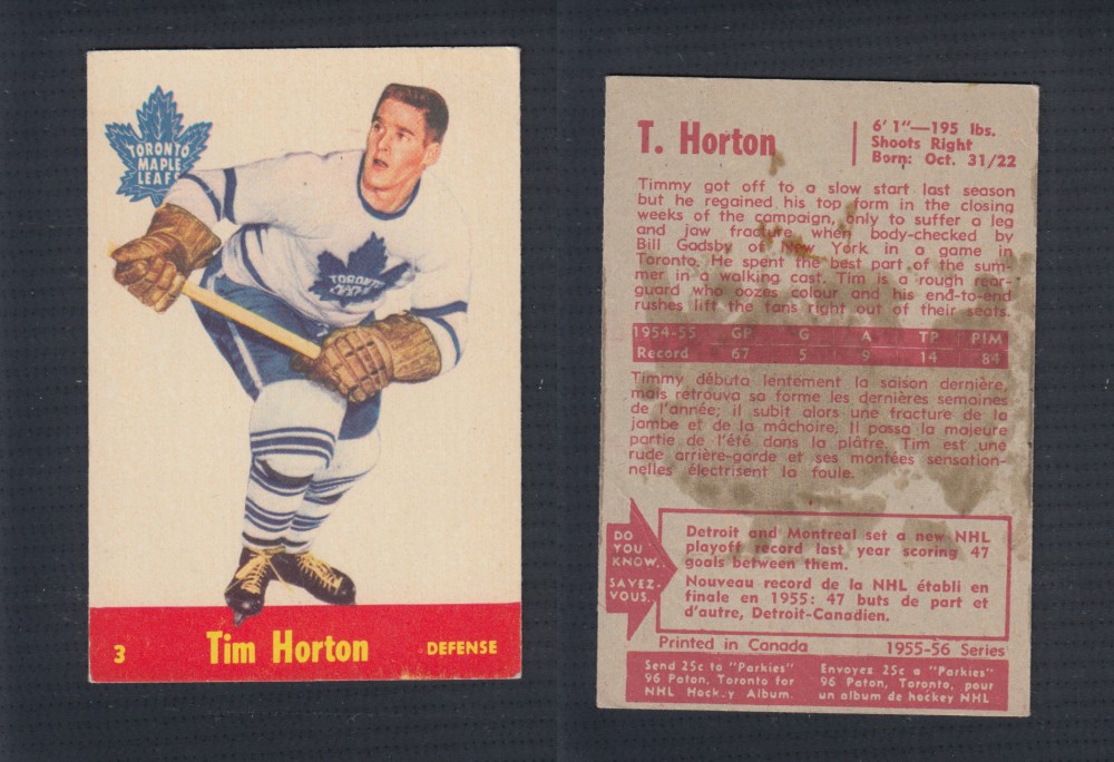 1955-56 PARKHURST HOCKEY CARD #3 T. HORTON photo