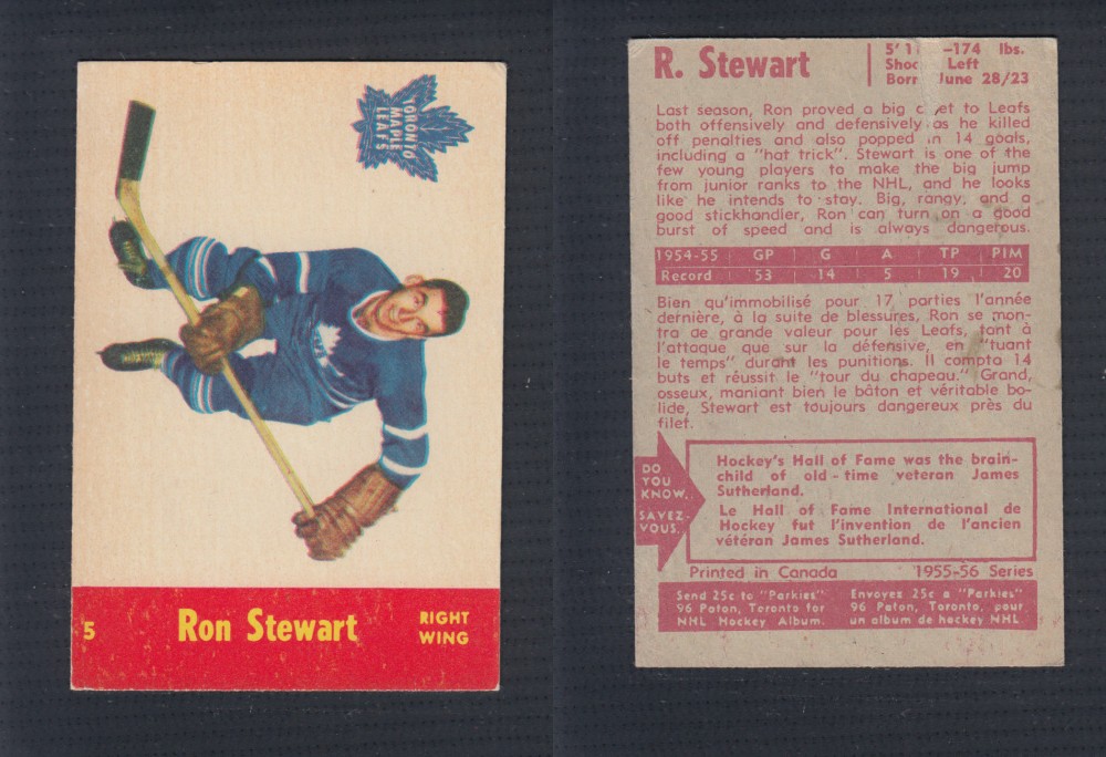 1955-56 PARKHURST HOCKEY CARD #5 R. STEWART photo