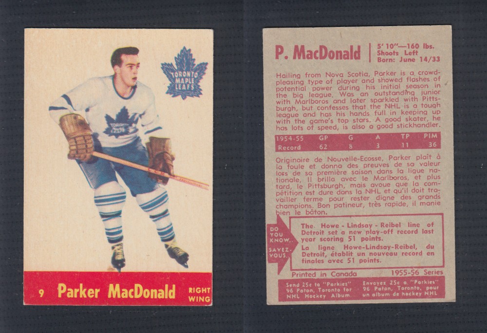 1955-56 PARKHURST HOCKEY CARD #9 P. MACDONALD photo