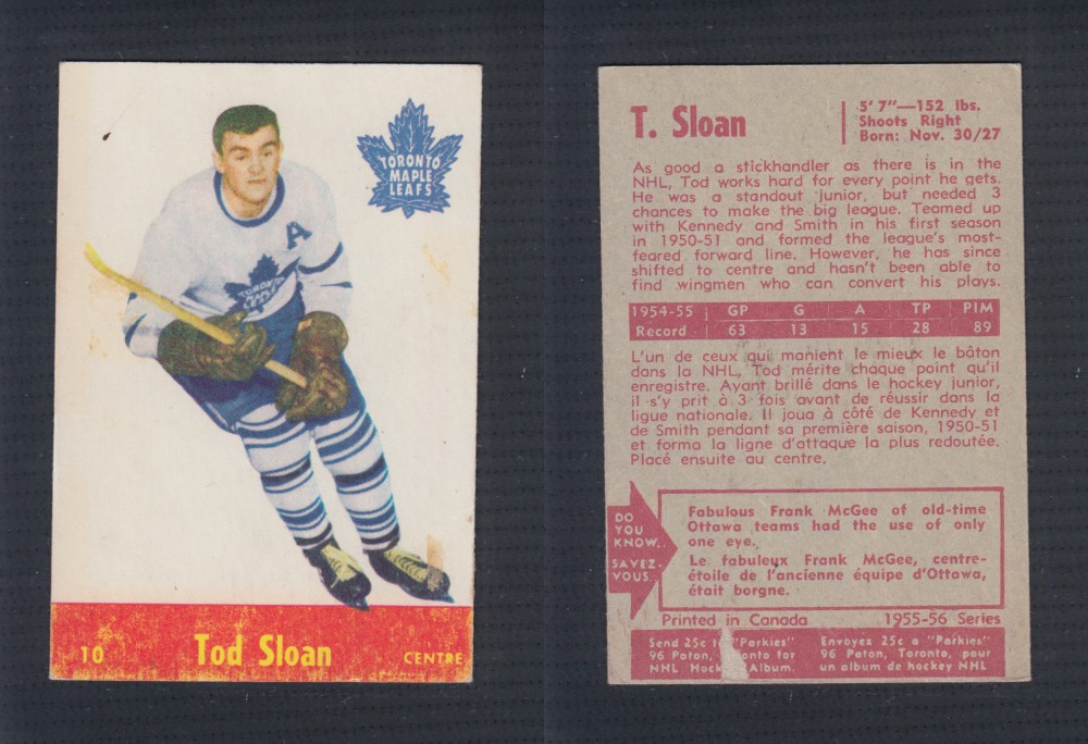 1955-56 PARKHURST HOCKEY CARD #10 T. SLOAN photo