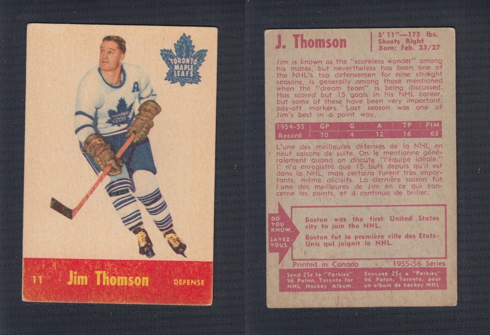 1955-56 PARKHURST HOCKEY CARD #11 J. THOMSON photo