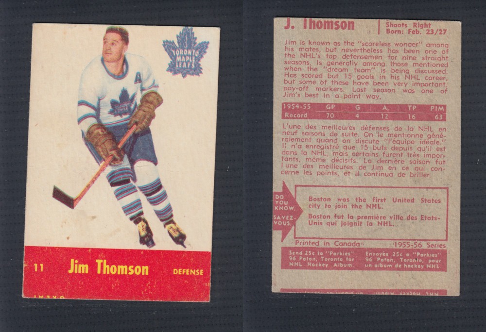 1955-56 PARKHURST HOCKEY CARD #11 J. THOMSON photo