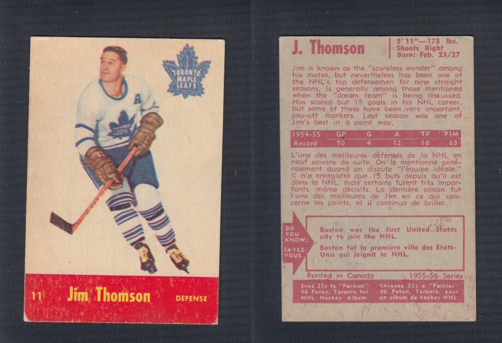 1955-56 PARKHURST HOCKEY CARD #11 J. THOMSON photo