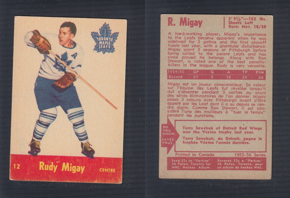 1955-56 PARKHURST HOCKEY CARD #12 MIGAY photo