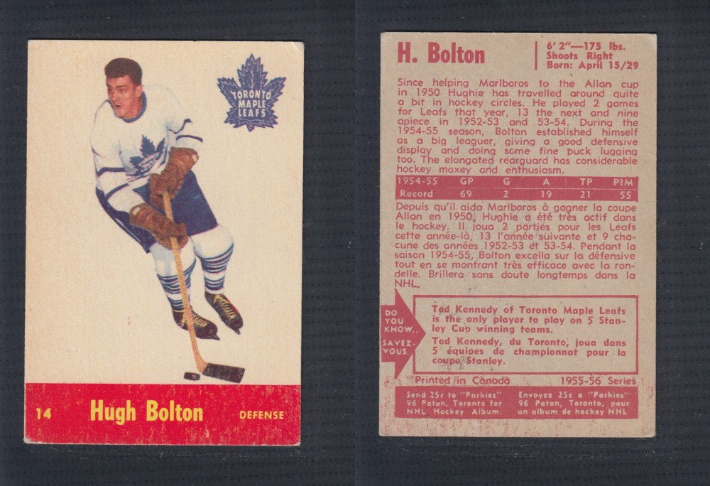 1955-56 PARKHURST HOCKEY CARD #14 H. BOLTON photo