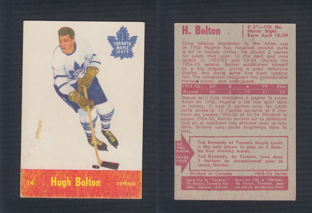 1955-56 PARKHURST HOCKEY CARD #14 H.BOLTON photo