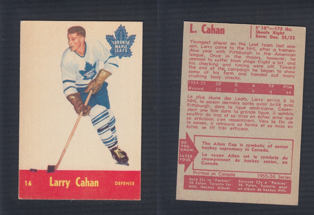 1955-56 PARKHURST HOCKEY CARD #16 L. CAHAN photo