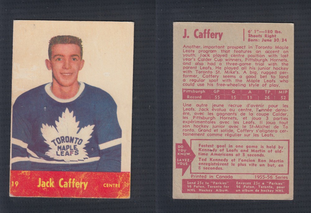 1955-56 PARKHURST HOCKEY CARD #19 J. CAFFERY photo