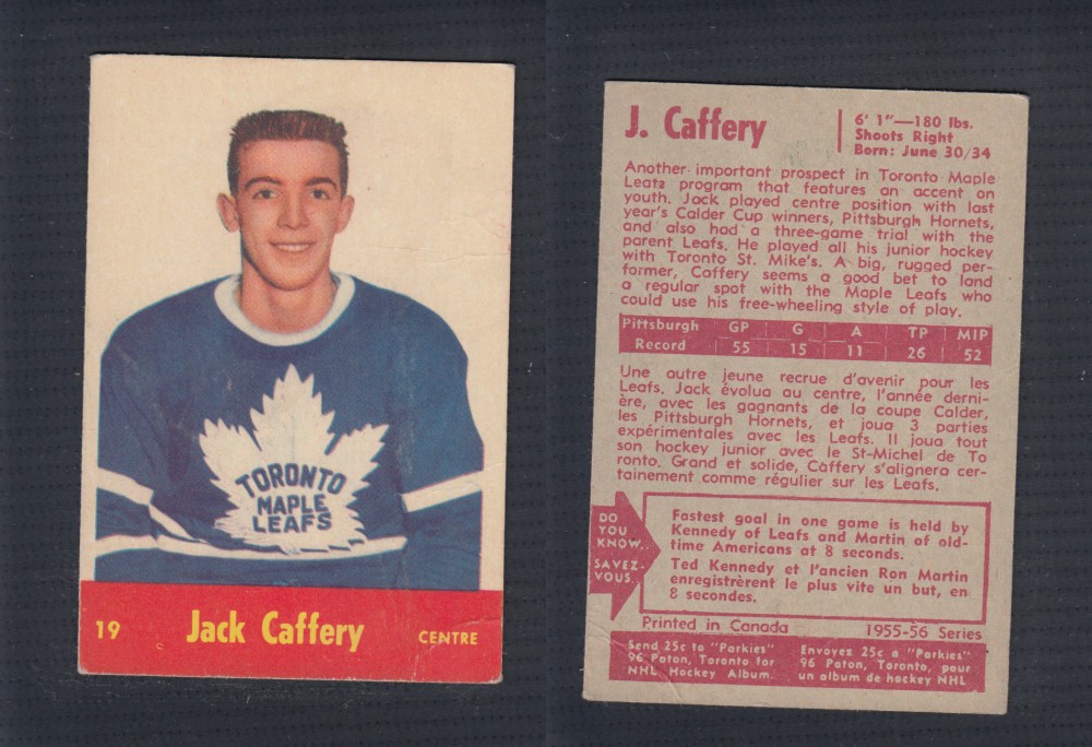 1955-56 PARKHURST HOCKEY CARD #19 J. CAFFERY photo