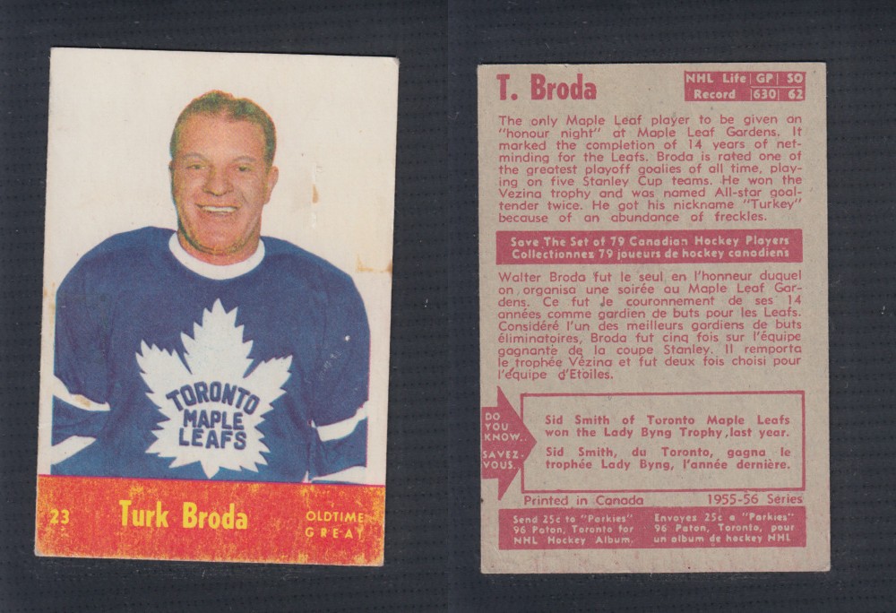 1955-56 PARKHURST HOCKEY CARD #23 T. BRODA photo