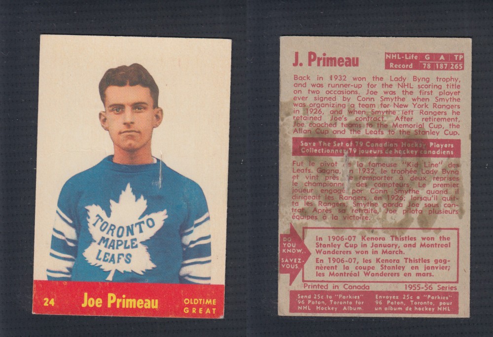 1955-56 PARKHURST HOCKEY CARD #24 J. PRIMEAU  photo