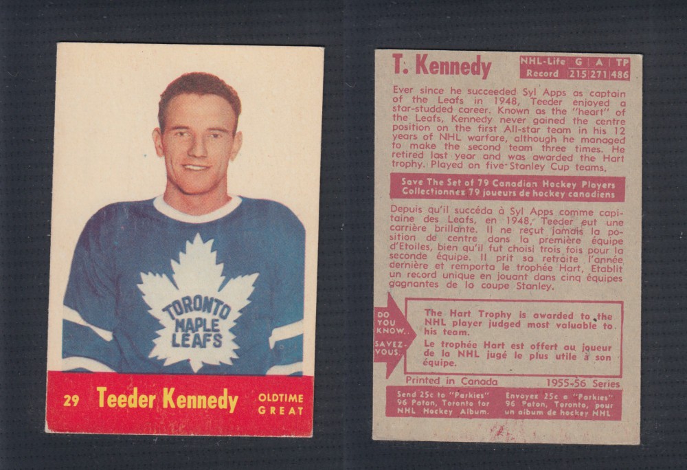 1955-56 PARKHURST HOCKEY CARD #29 T. KENNEDY photo